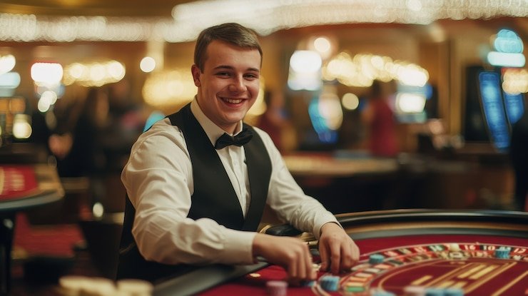 Tampilan Live Chat di meja Dragon Tiger asia 4d dengan dealer dan pemain aktif